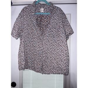 ROWM Inside Out Short Sleeve Cotton Shirt 2XB Blues/maroon/white